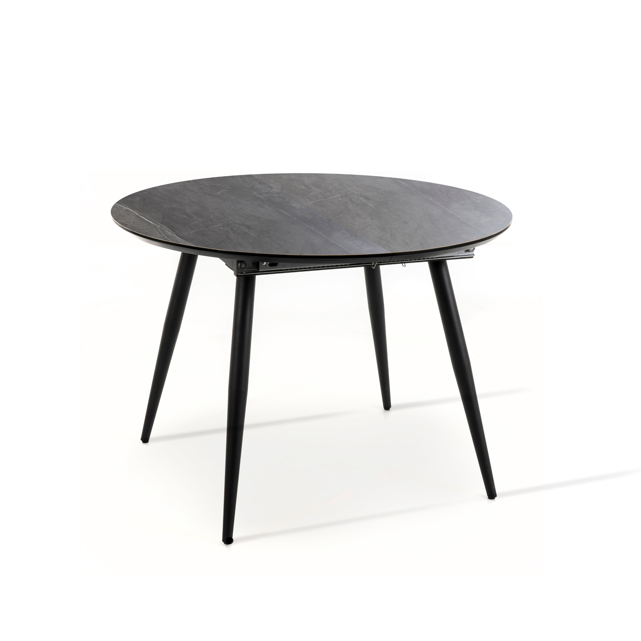 Table ronde extensible "Goose" plateau mélaminé pieds métal 150x110 cm 76h