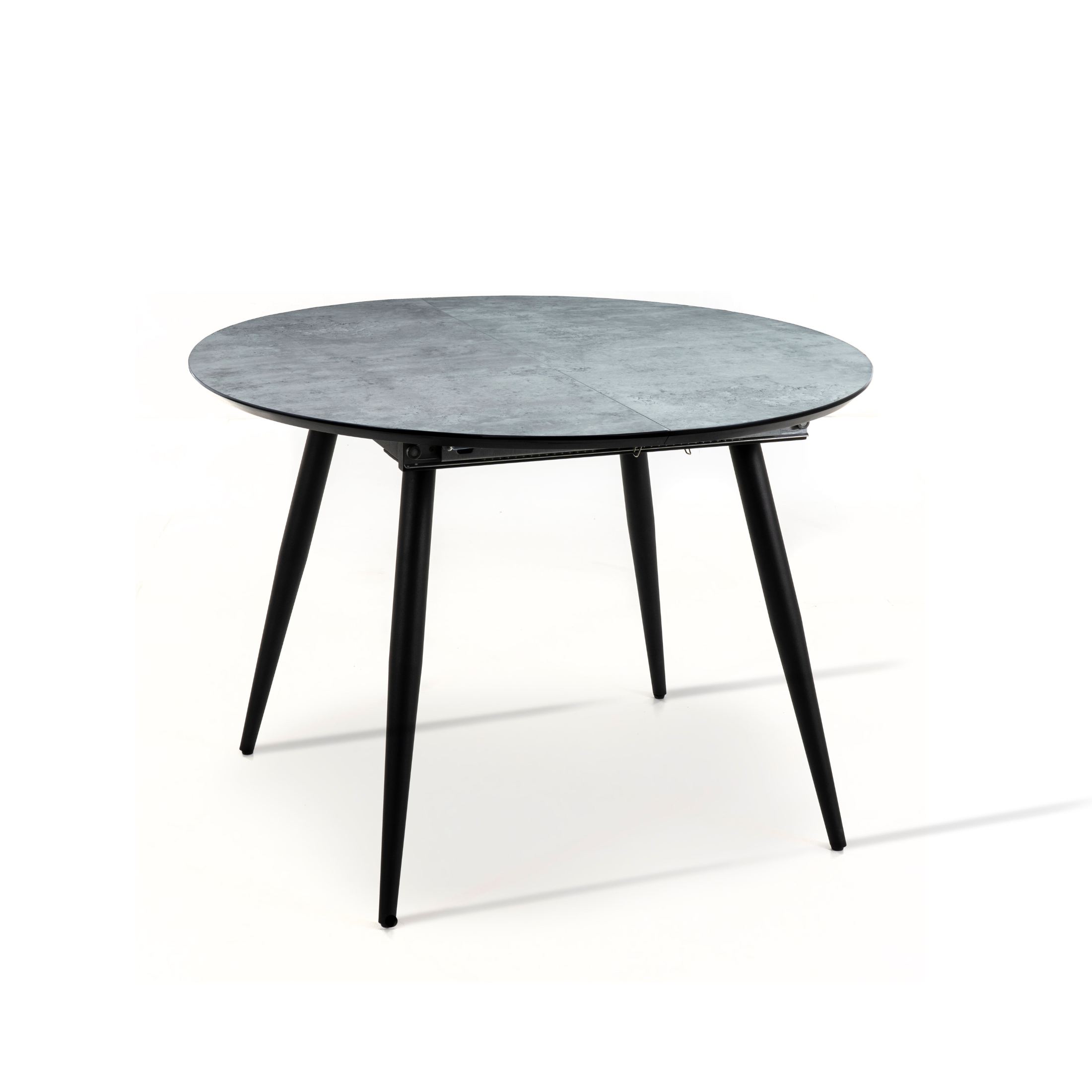 Table ronde extensible "Goose" plateau mélaminé pieds métal 150x110 cm 76h