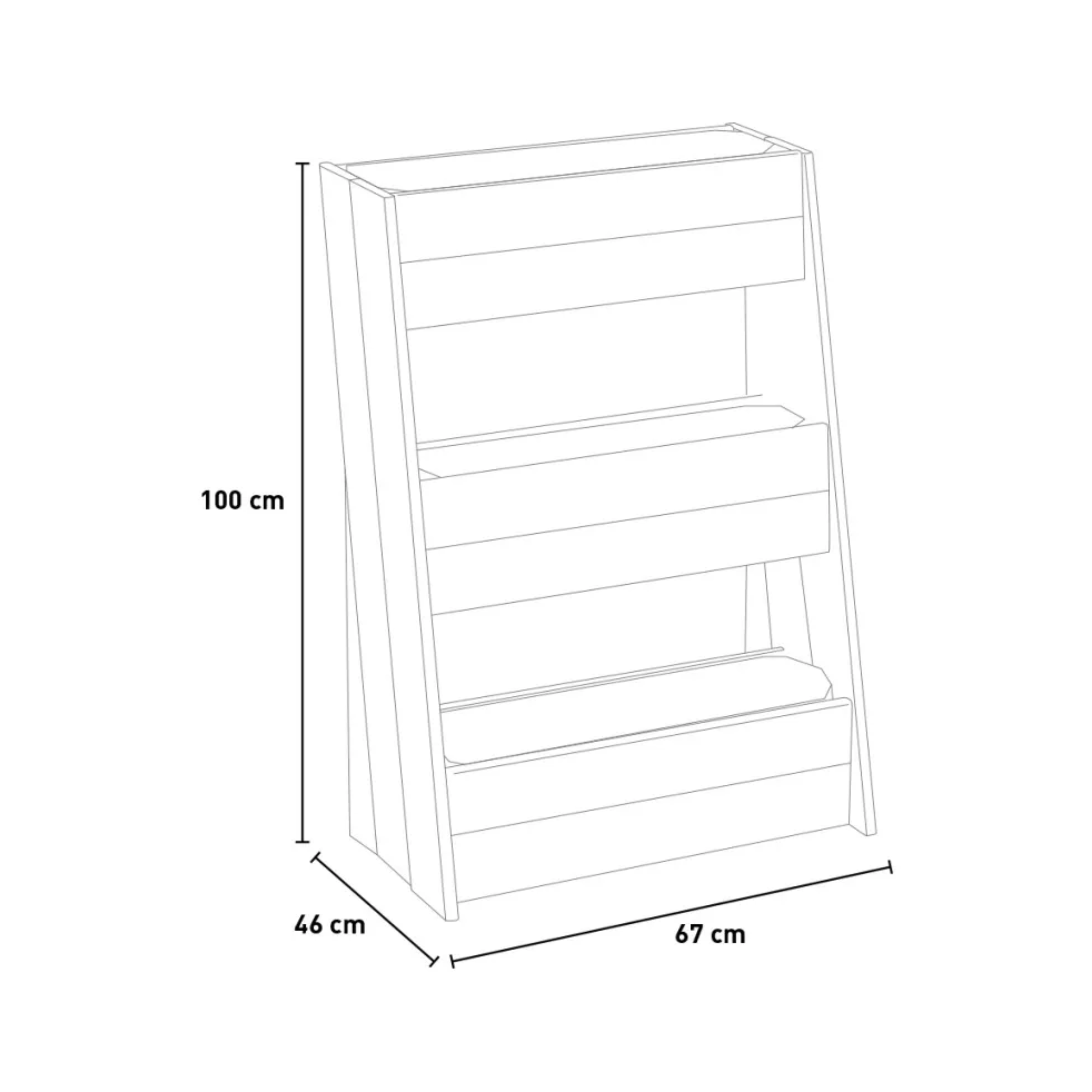 Fioriera in legno verticale inclinata "Torres" da balcone o giardino cm 67x46 100h