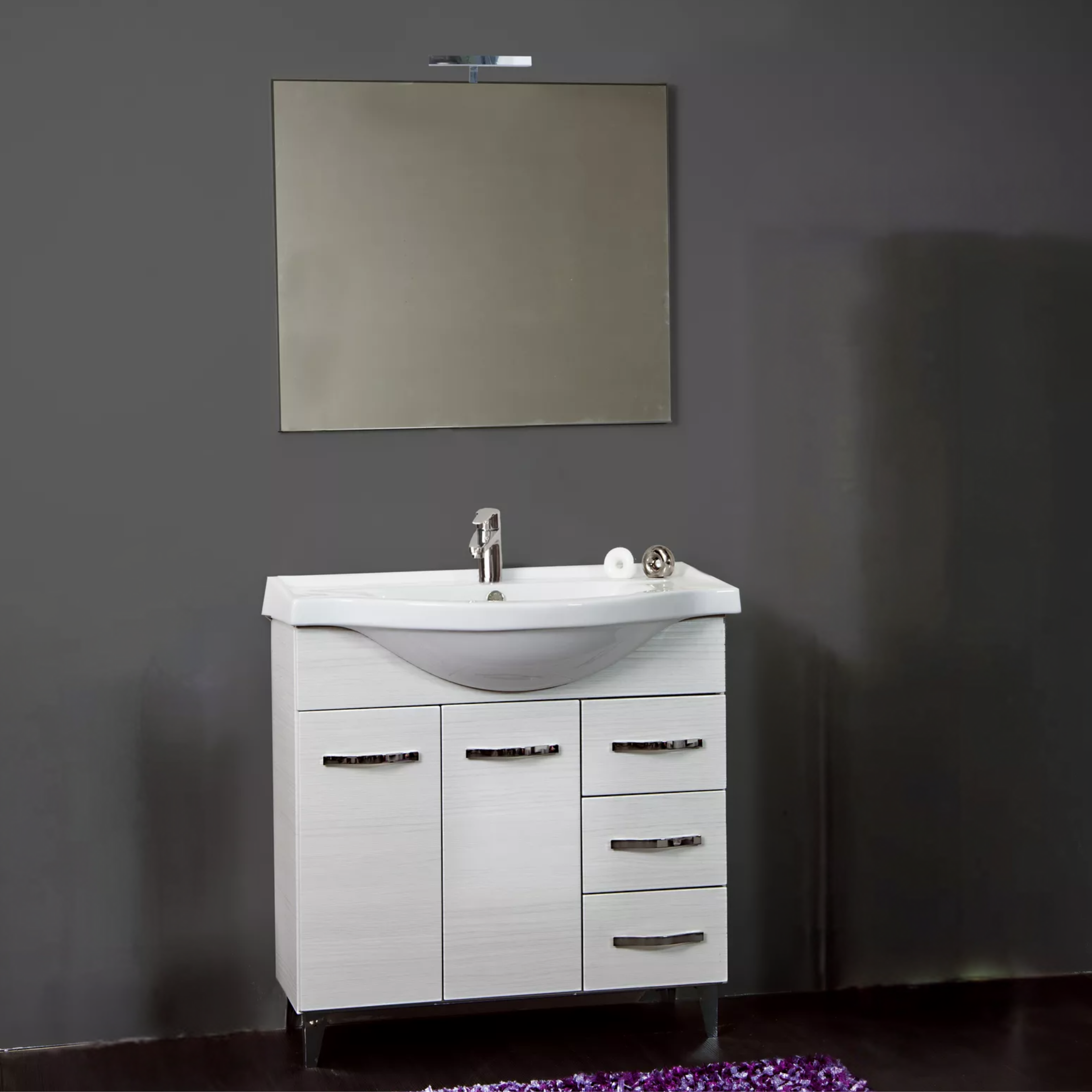 Mobile da bagno "Urban" con 2 ante 3 cassetti e specchio a LED