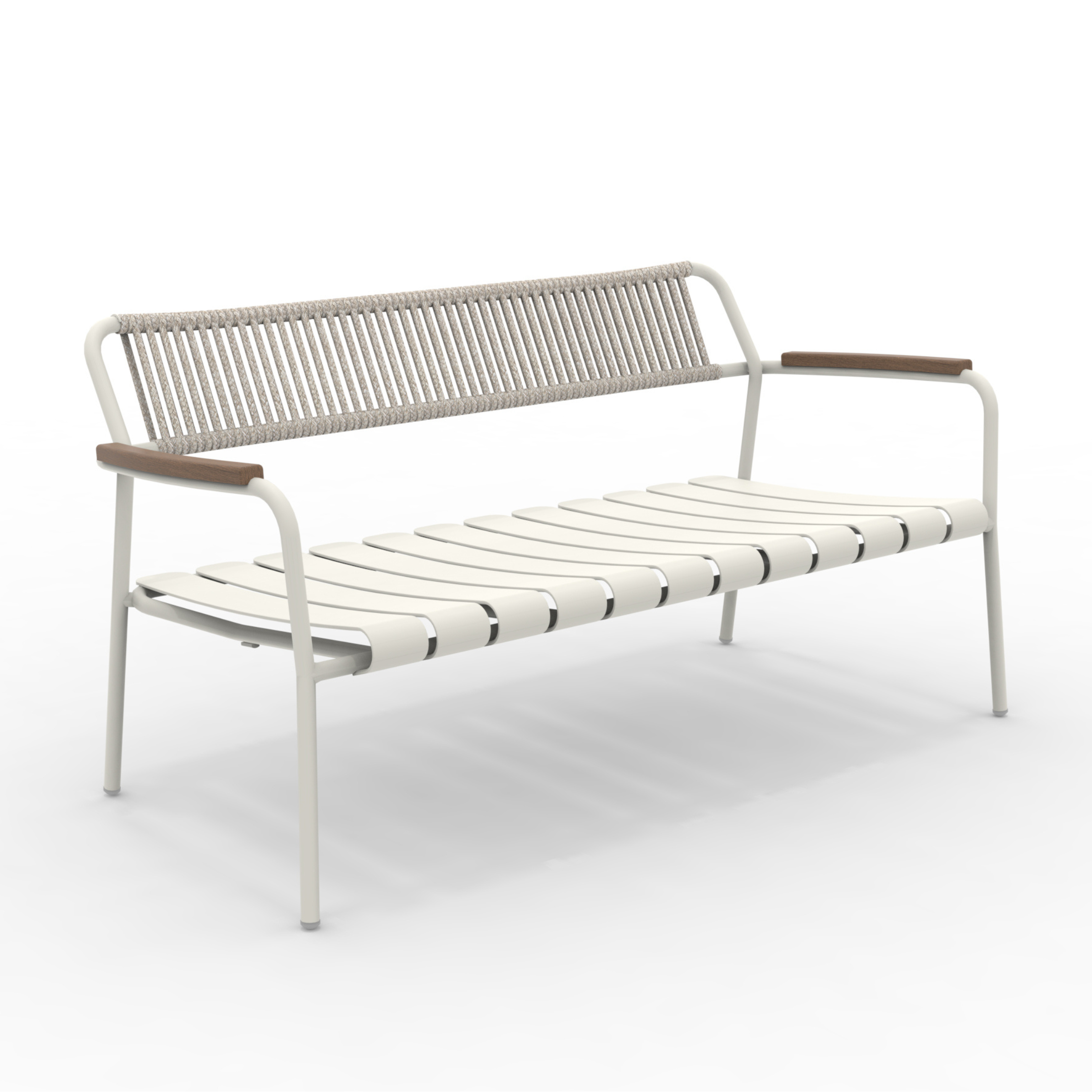 Panchina lounge con schienale in corda "Verdea Rope" divanetto da giardino cm 148x70 74h