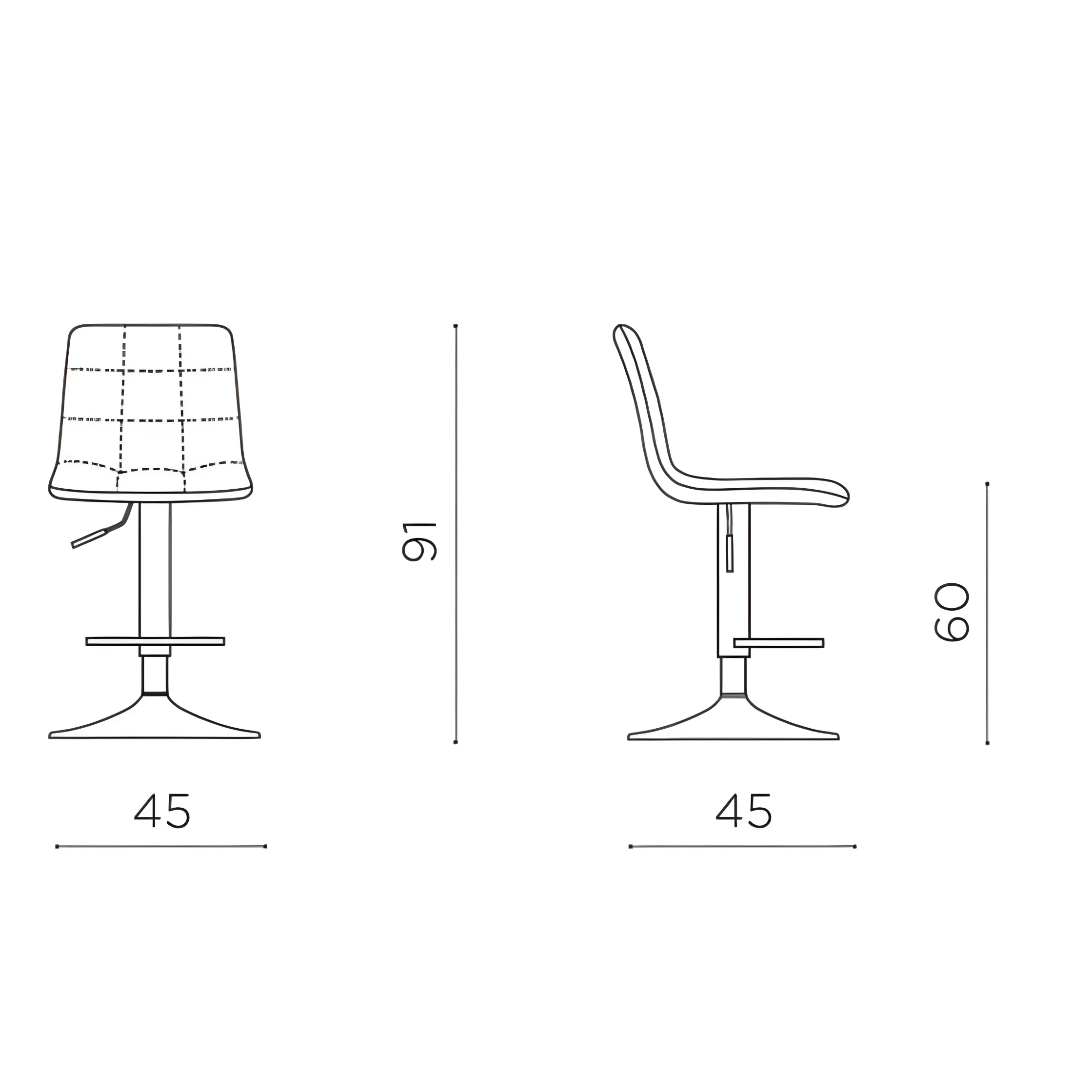 Silla moderna "Arca" estructura de metal pintado asiento en ecopiel efecto soft touch 45x53 cm 88h