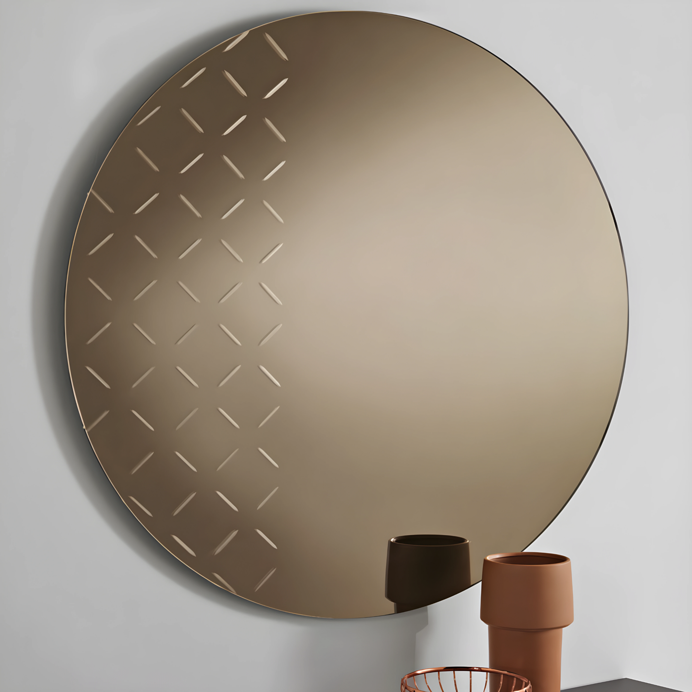 Specchio "Astro" rotondo con decorazioni incise cm Ø 110