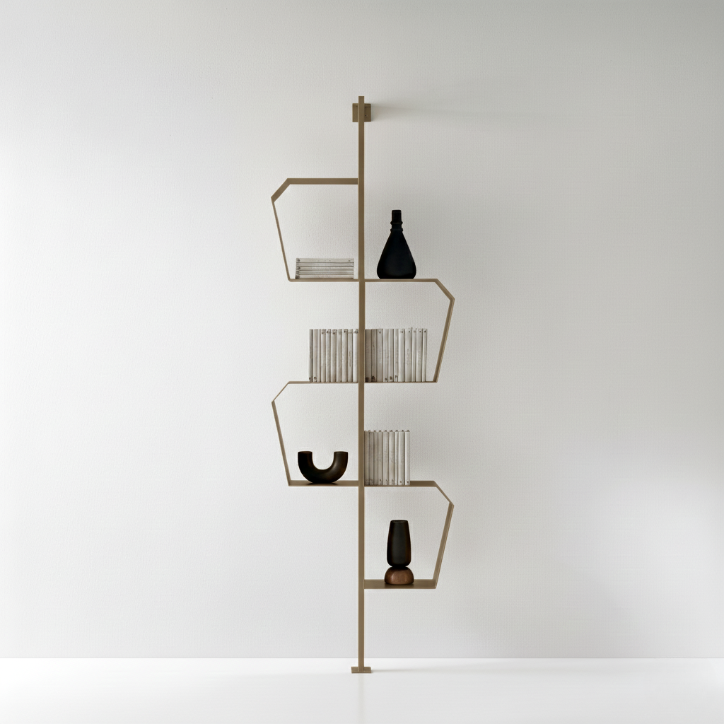 Libreria verticale "Biblio" realizzata in metallo verniciato con piedino regolabile con fissaggio a muro