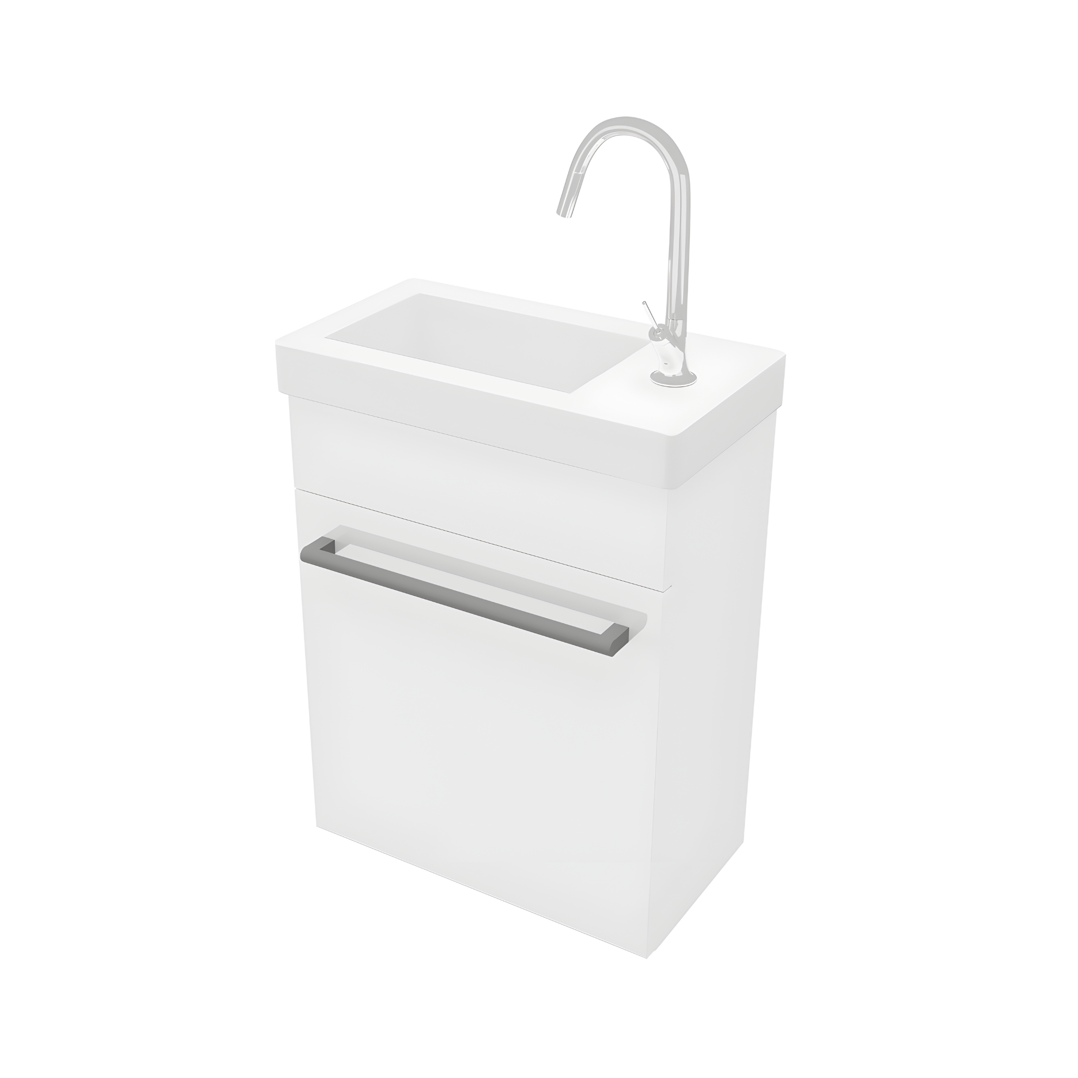 Mobile da bagno sospeso "Kalua" con lavabo in ceramica integrato e specchiera con mensola cm 42x23 105h