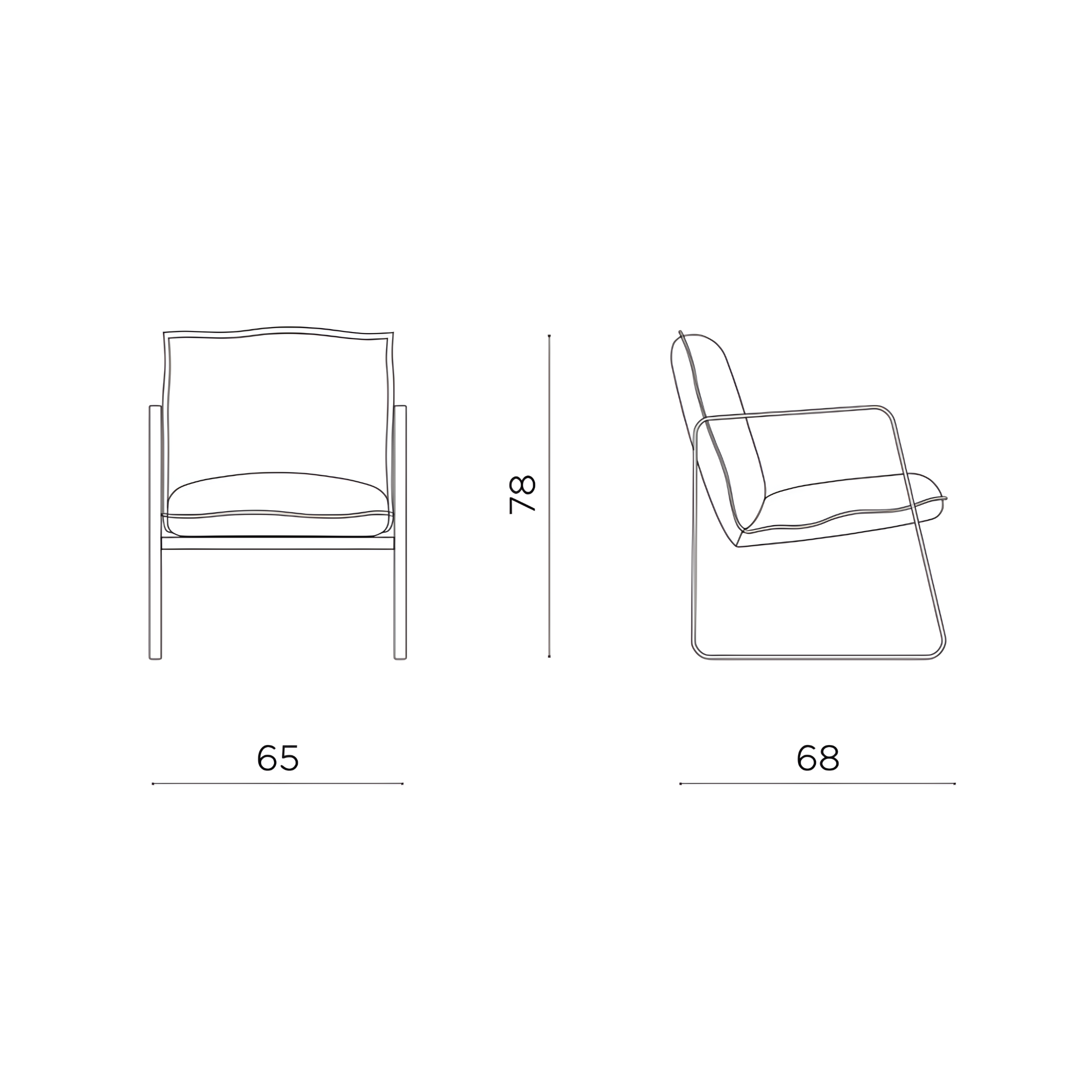 Poltrona in ecopelle "Ego" con struttura in metallo verniciato cm 68x65 78h