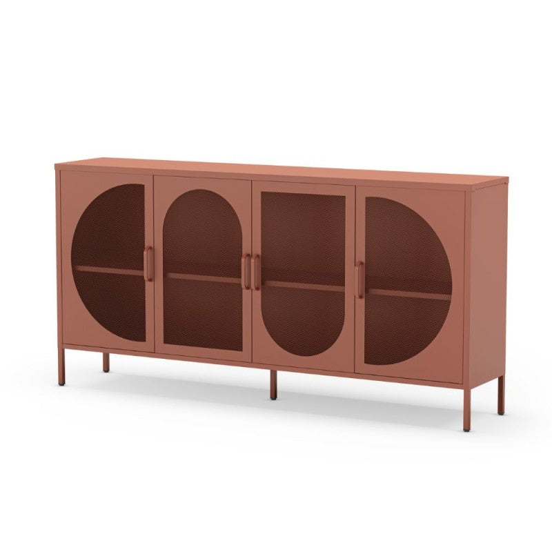 Madia 4 ante in metallo "Tayra" moderna 3 ripiani terracotta cm 160x40 90h