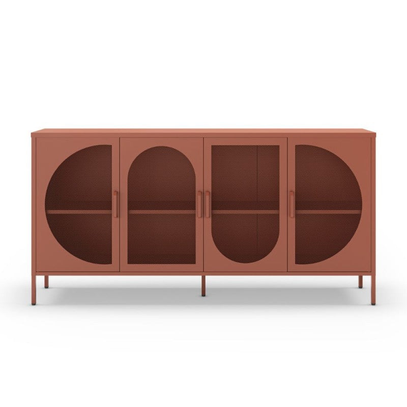 Madia 4 ante in metallo "Tayra" moderna 3 ripiani terracotta cm 160x40 90h
