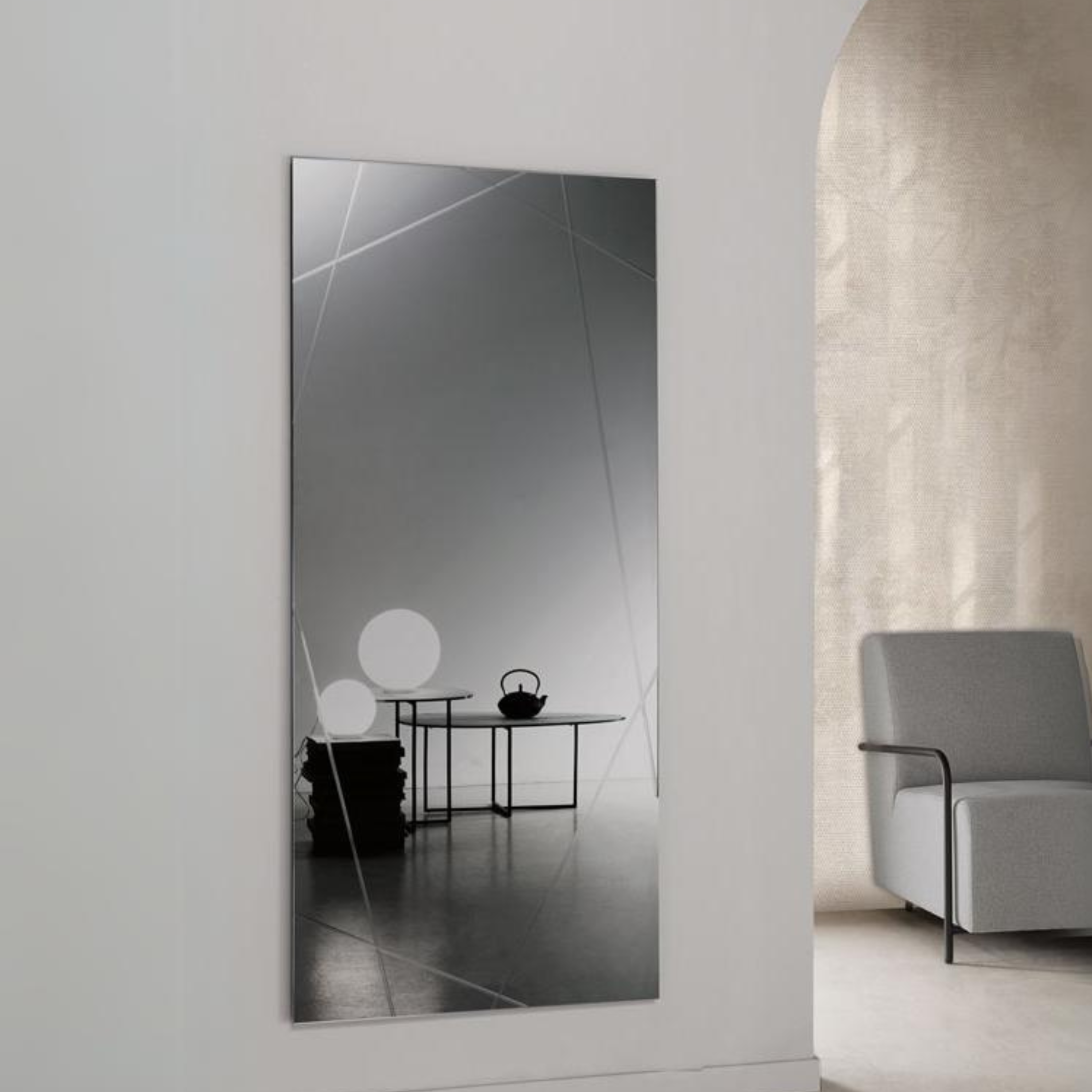 Specchio da parete "Ego" moderno con incisioni laser  cm 70x160h