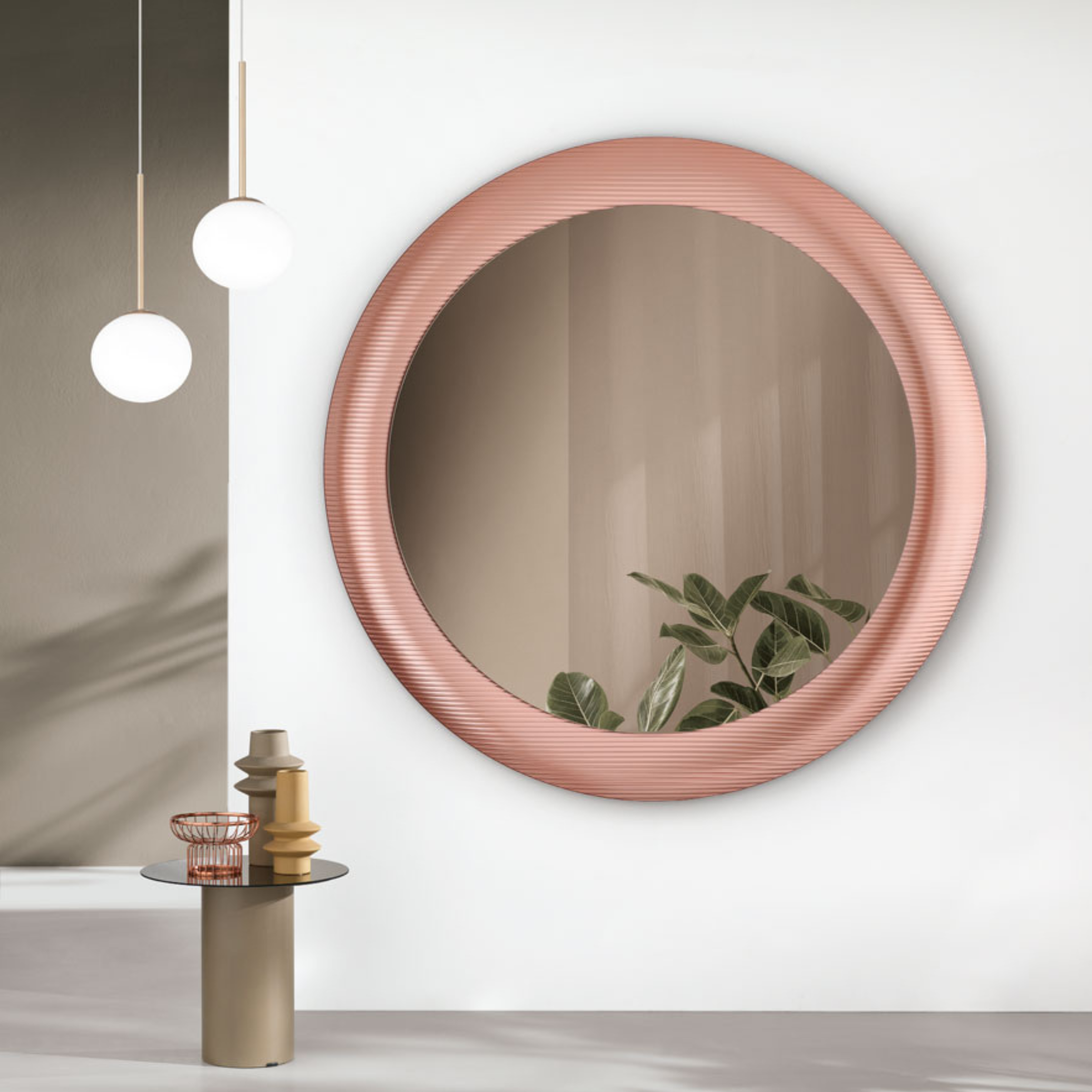 Specchio da parete "Enea" moderno con maxi cornice cannettata