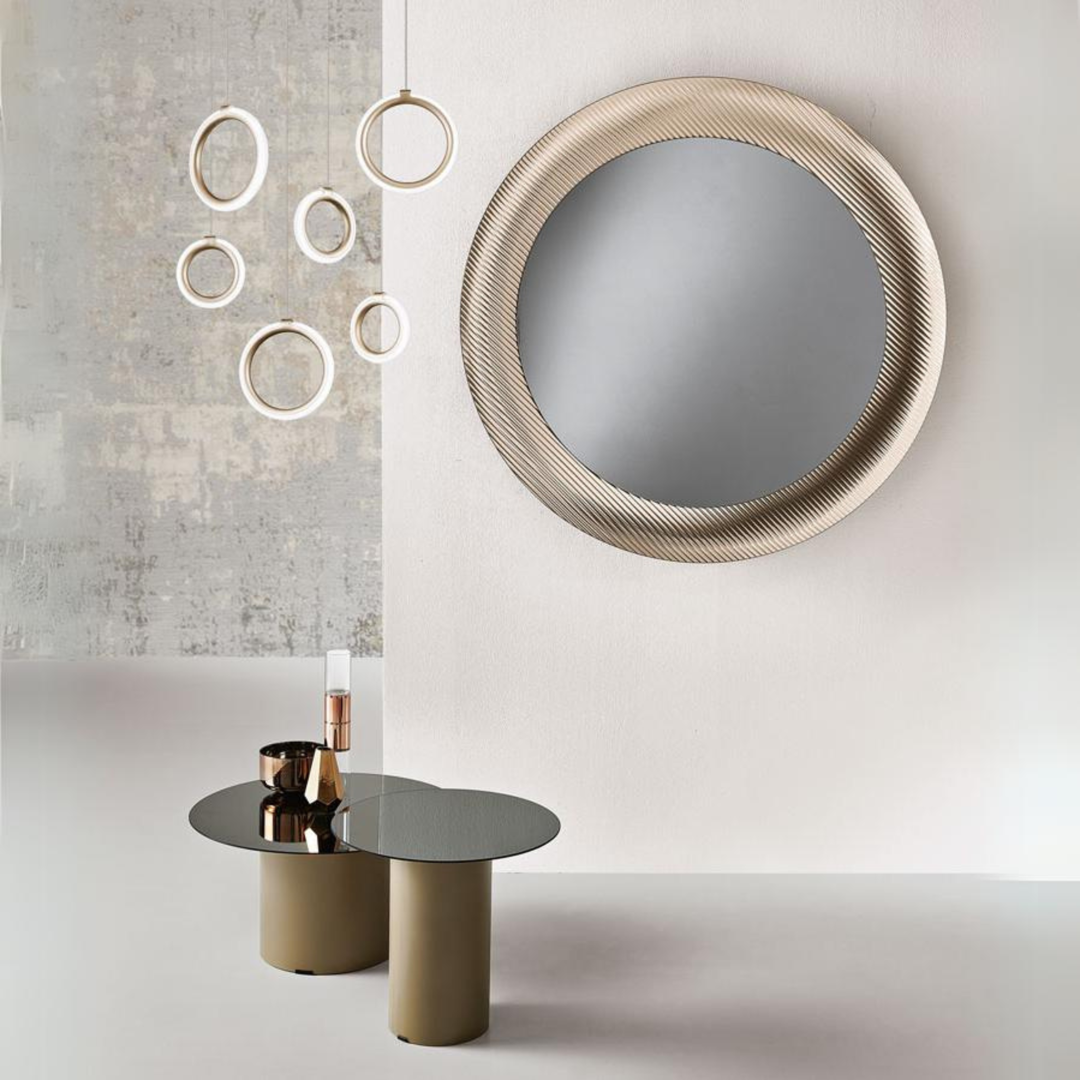 Espejo de pared moderno "Enea" con marco maxi acanalado