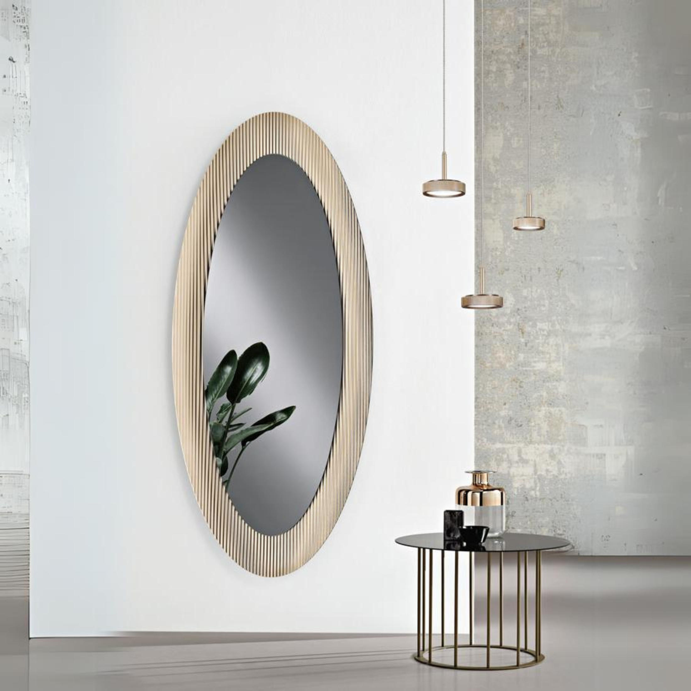Miroir mural moderne "Enea" avec cadre maxi nervuré
