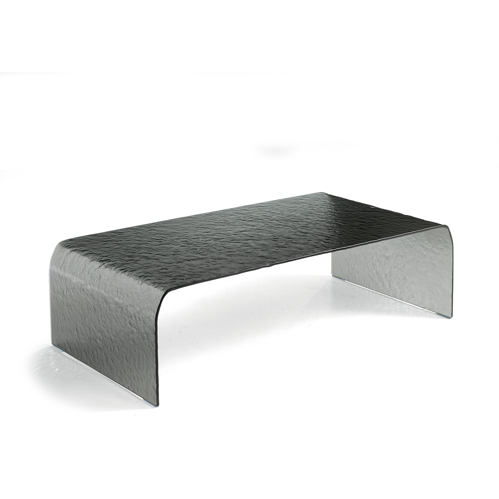 Mesa de centro rectangular moderna "Giano" de vidrio martillado 110x55 cm 30h