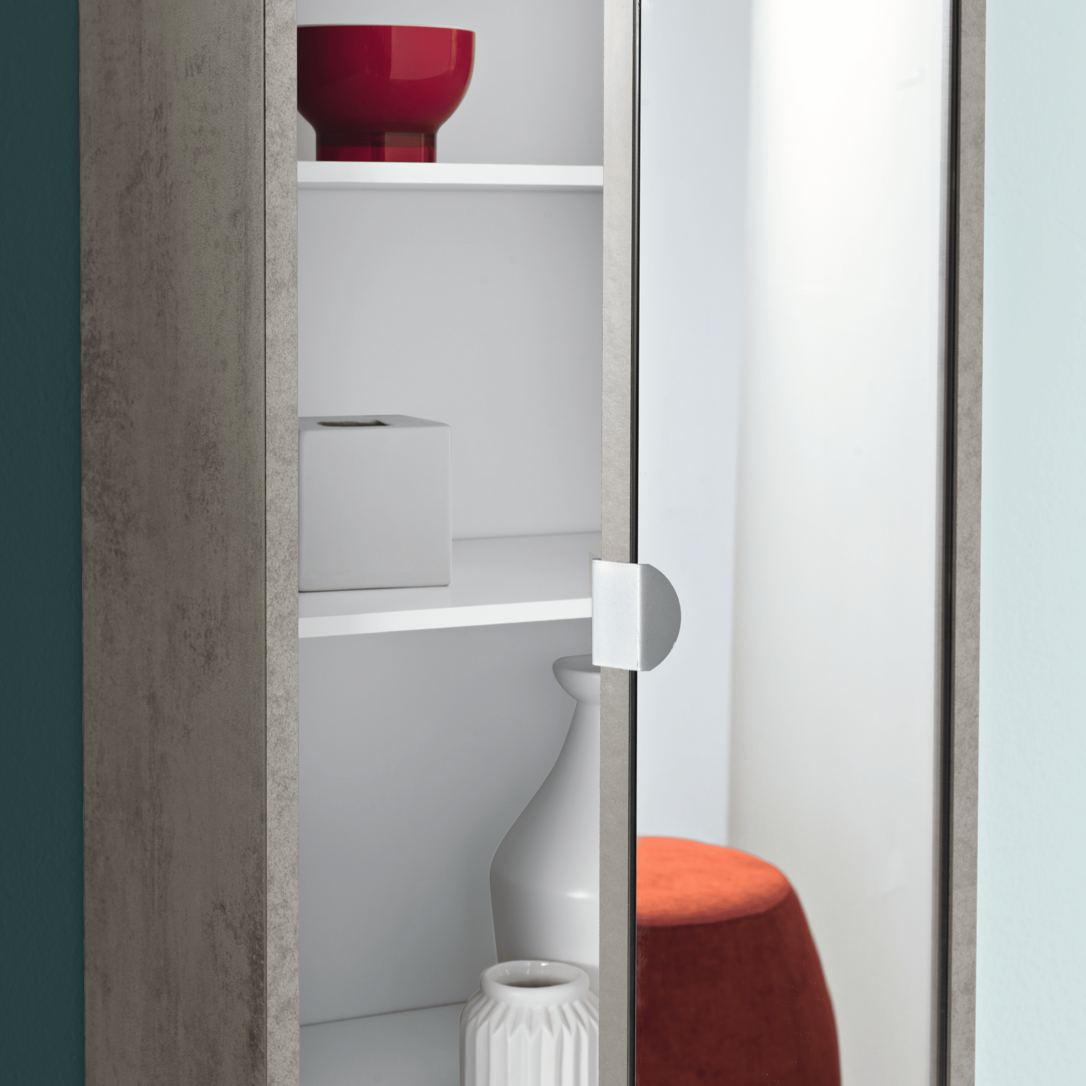 Mueble columna de baño "Garden" con 1 puerta espejo 43x29 h190 cm