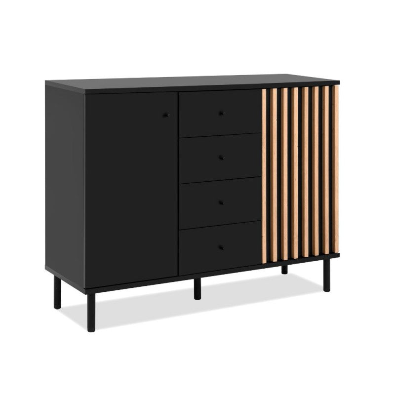 Madia moderna "Monza" cannettata 2 ante e 4 cassetti cm 118x40 90h