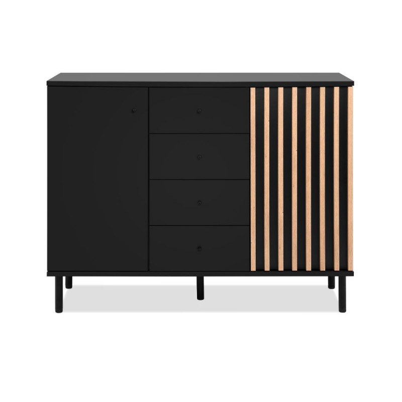 Madia moderna "Monza" cannettata 2 ante e 4 cassetti cm 118x40 90h