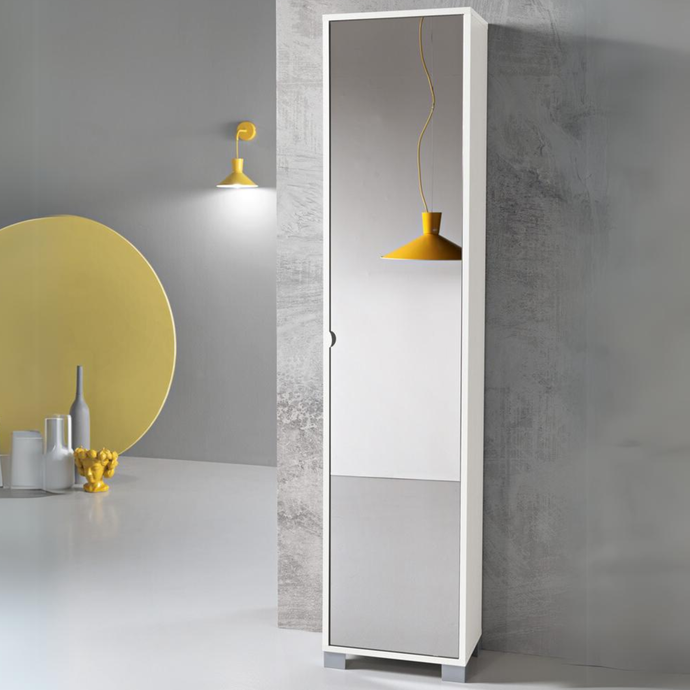 Mueble columna de baño "Garden" con 1 puerta espejo 43x29 h190 cm