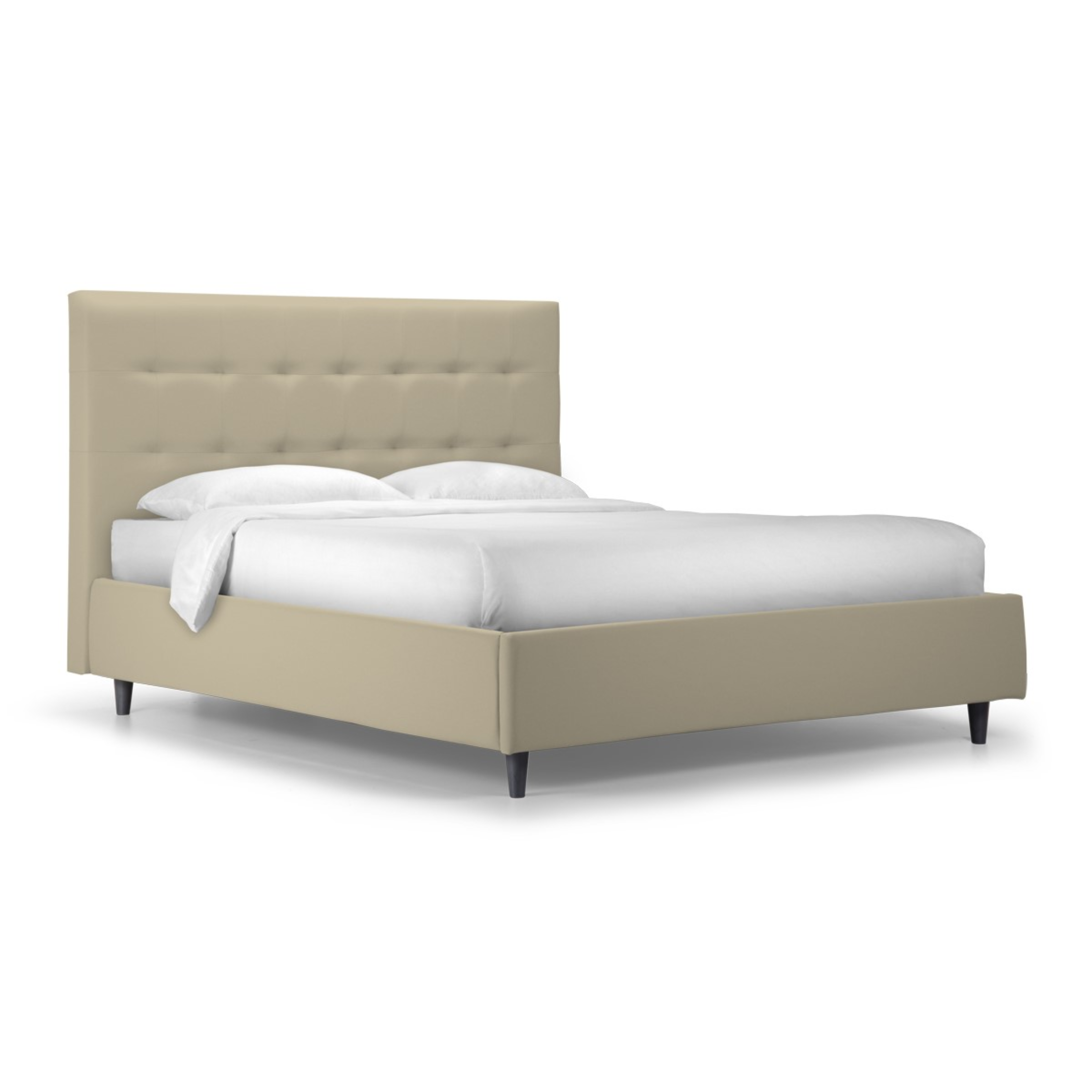 Cama contenedor "New York" tapizada en piel nobuck