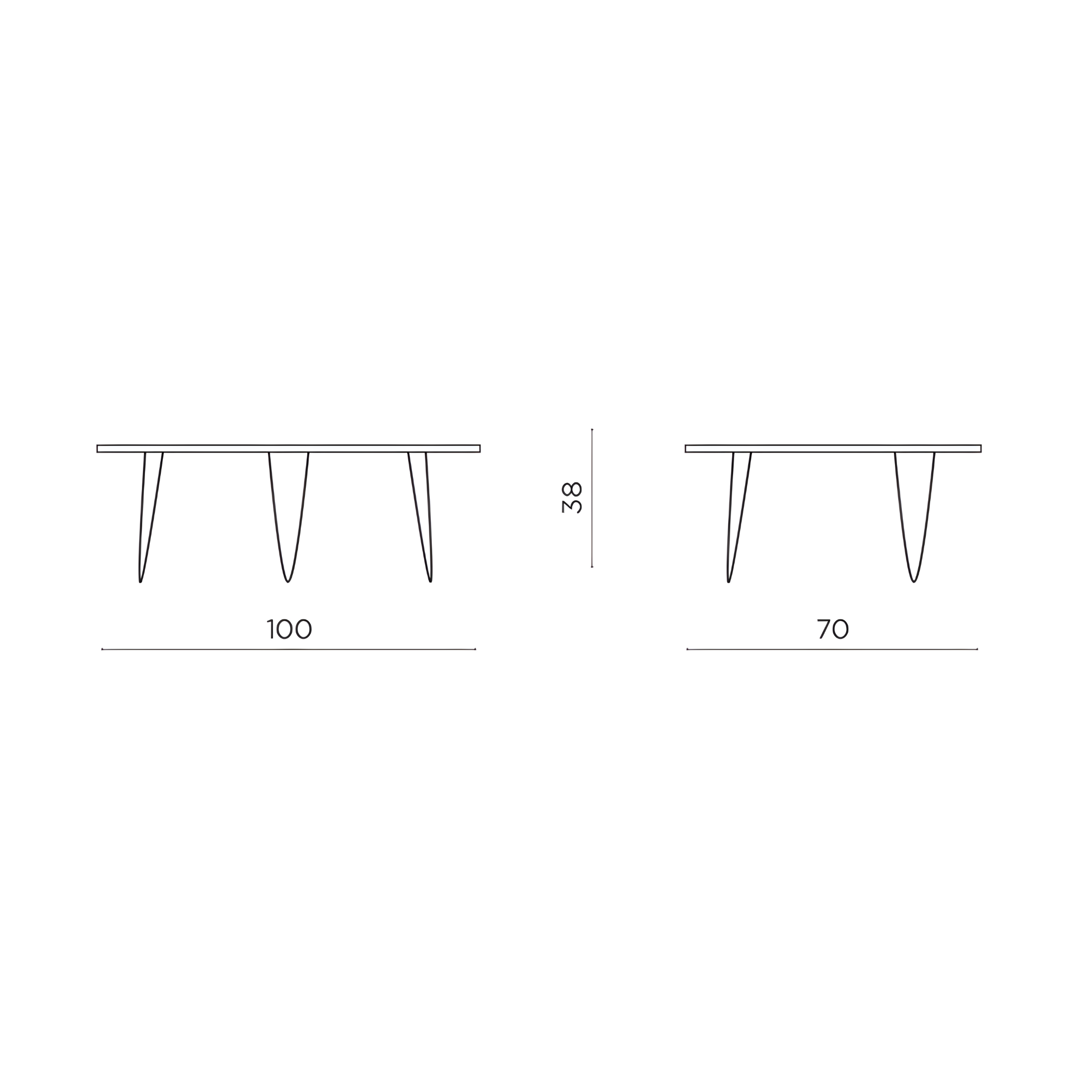 Tavolino da soggiorno "Nicos" con piano sagomato e gambe in metallo verniciato cm 70x100 38h