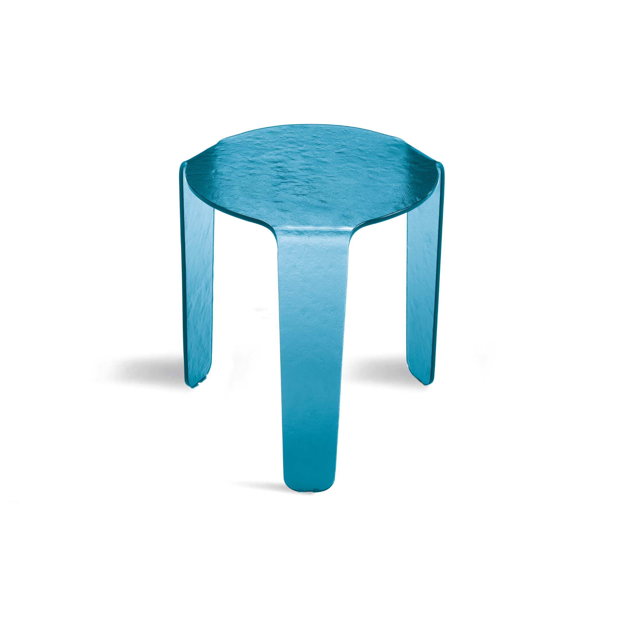 Elegante mesa de centro baja redonda "Nori" de cristal transparente