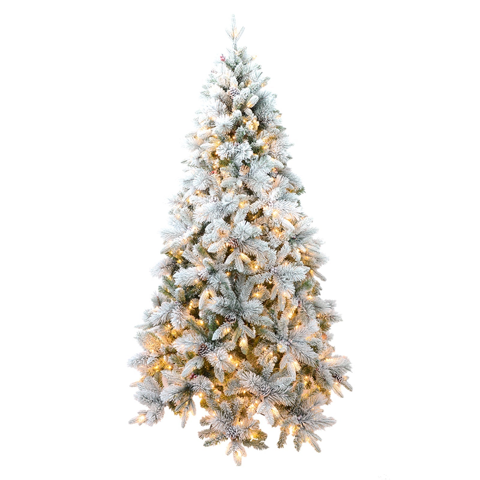 Árbol de Navidad nevado con LED grande en PE + PVC + Flock 240h cm