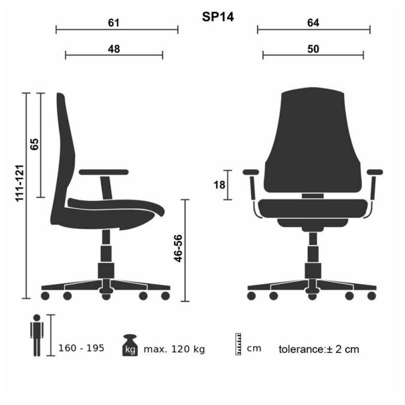 Poltrona ufficio "Spring" moderna 5 ruote braccioli regolabili cm 64x48 112/122h