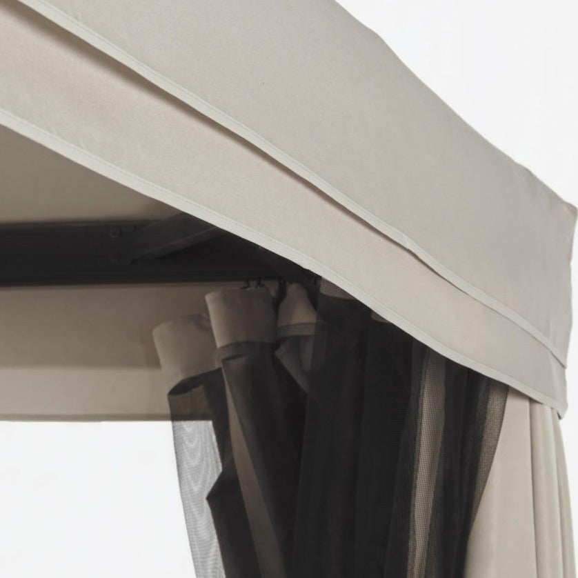Cenador de aluminio "Sahara" con láminas laterales y mosquiteras de 3x4 m