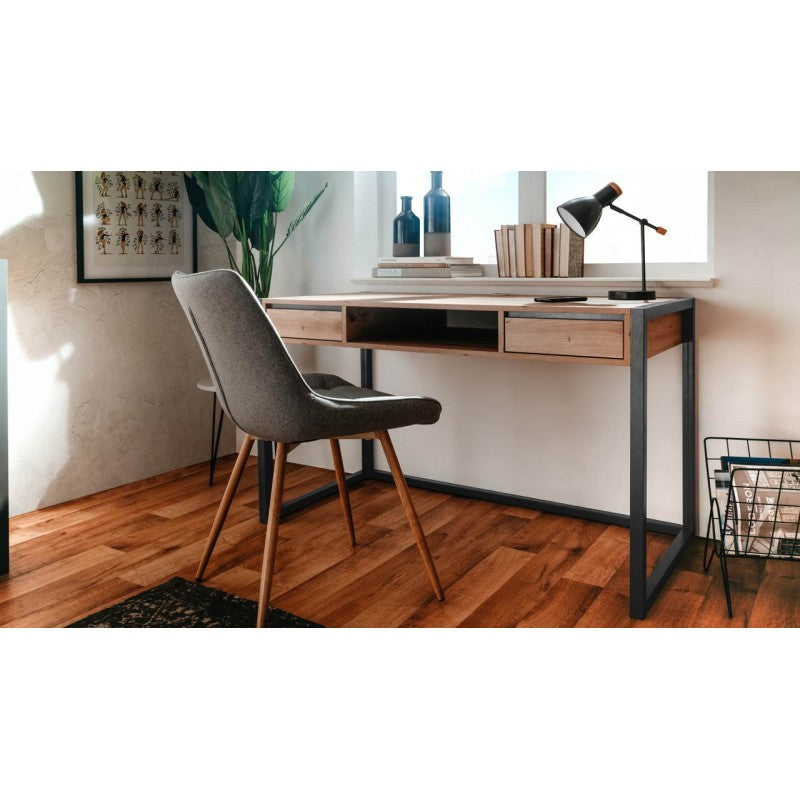 Scrivania moderna "Denver" quercia e antracite con 2 cassetti e 1 vano a giorno  cm 120x60 75h