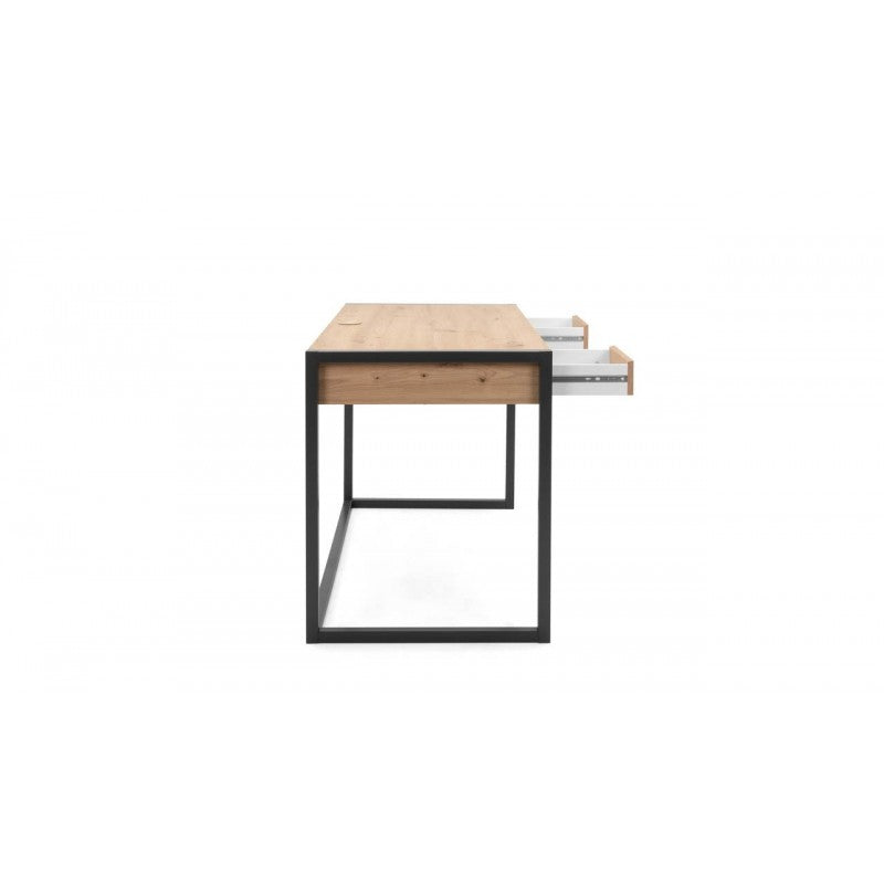 Scrivania moderna "Denver" quercia e antracite con 2 cassetti e 1 vano a giorno  cm 120x60 75h