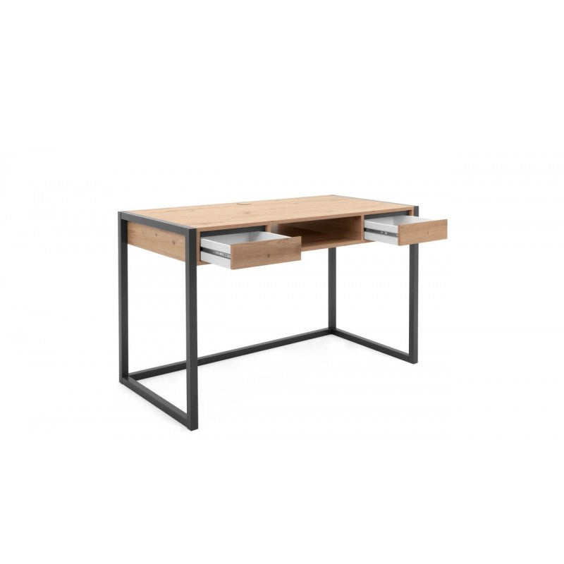 Scrivania moderna "Denver" quercia e antracite con 2 cassetti e 1 vano a giorno  cm 120x60 75h