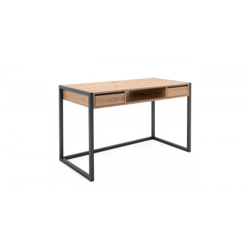 Scrivania moderna "Denver" quercia e antracite con 2 cassetti e 1 vano a giorno  cm 120x60 75h