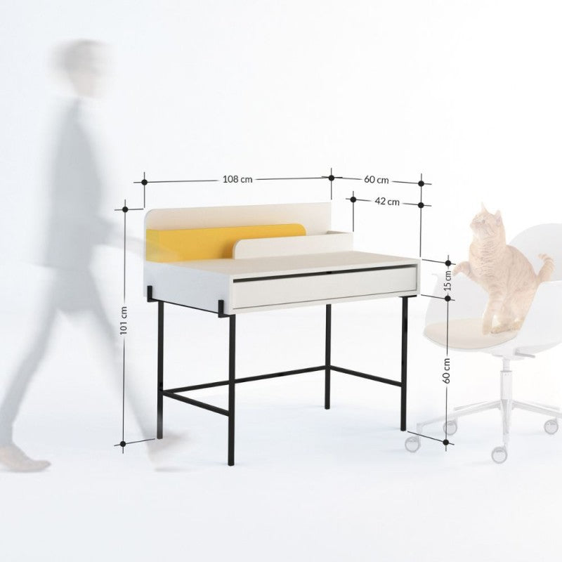 Scrivania da ufficio  "Leila" in legno con 1 cassetto e 2 scomparti cm 110x60 101h