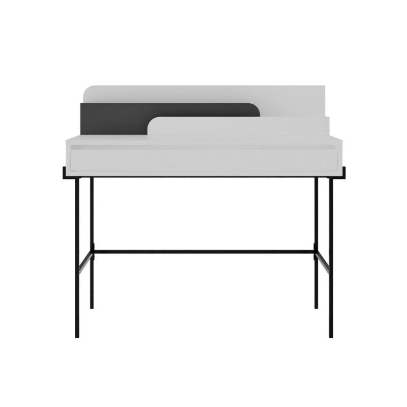 Scrivania da ufficio  "Leila" in legno con 1 cassetto e 2 scomparti cm 110x60 101h