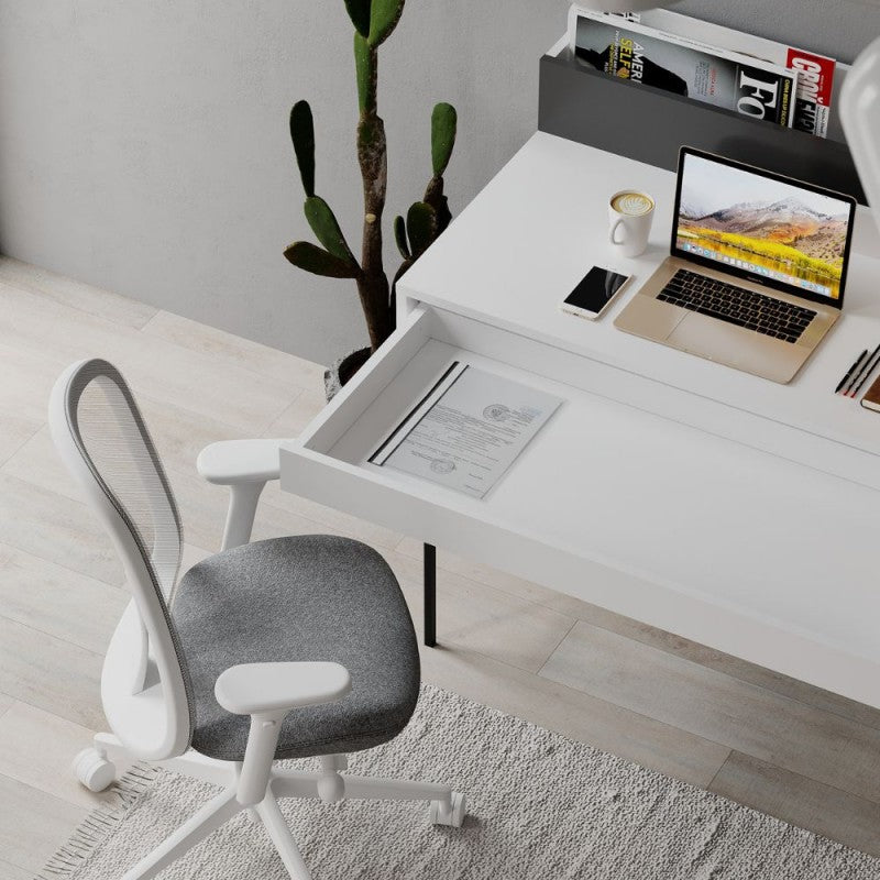 Scrivania da ufficio  "Leila" in legno con 1 cassetto e 2 scomparti cm 110x60 101h