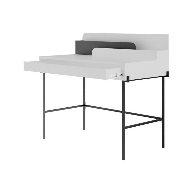 Scrivania da ufficio  "Leila" in legno con 1 cassetto e 2 scomparti cm 110x60 101h