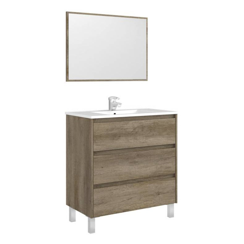 Mobile da bagno Dakota mobile con cassetti in legno rovere Nordik