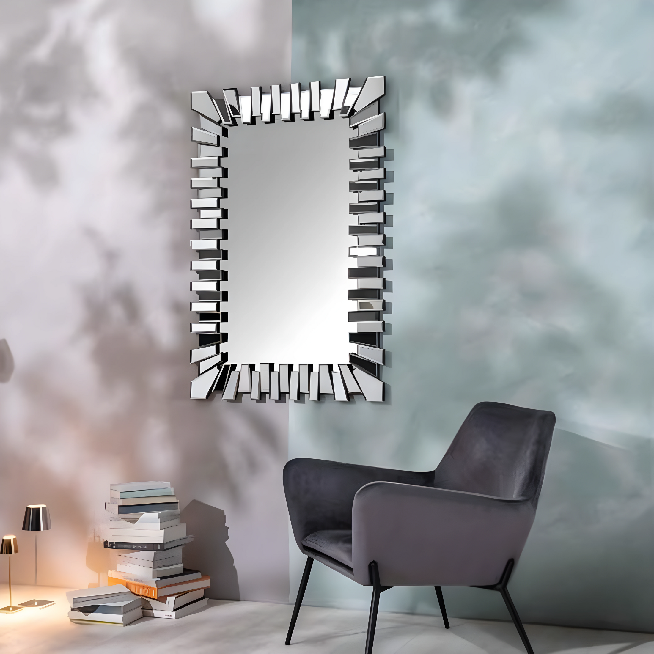Miroir mural "Méduse avec cadre argenté 80x4 cm 110h