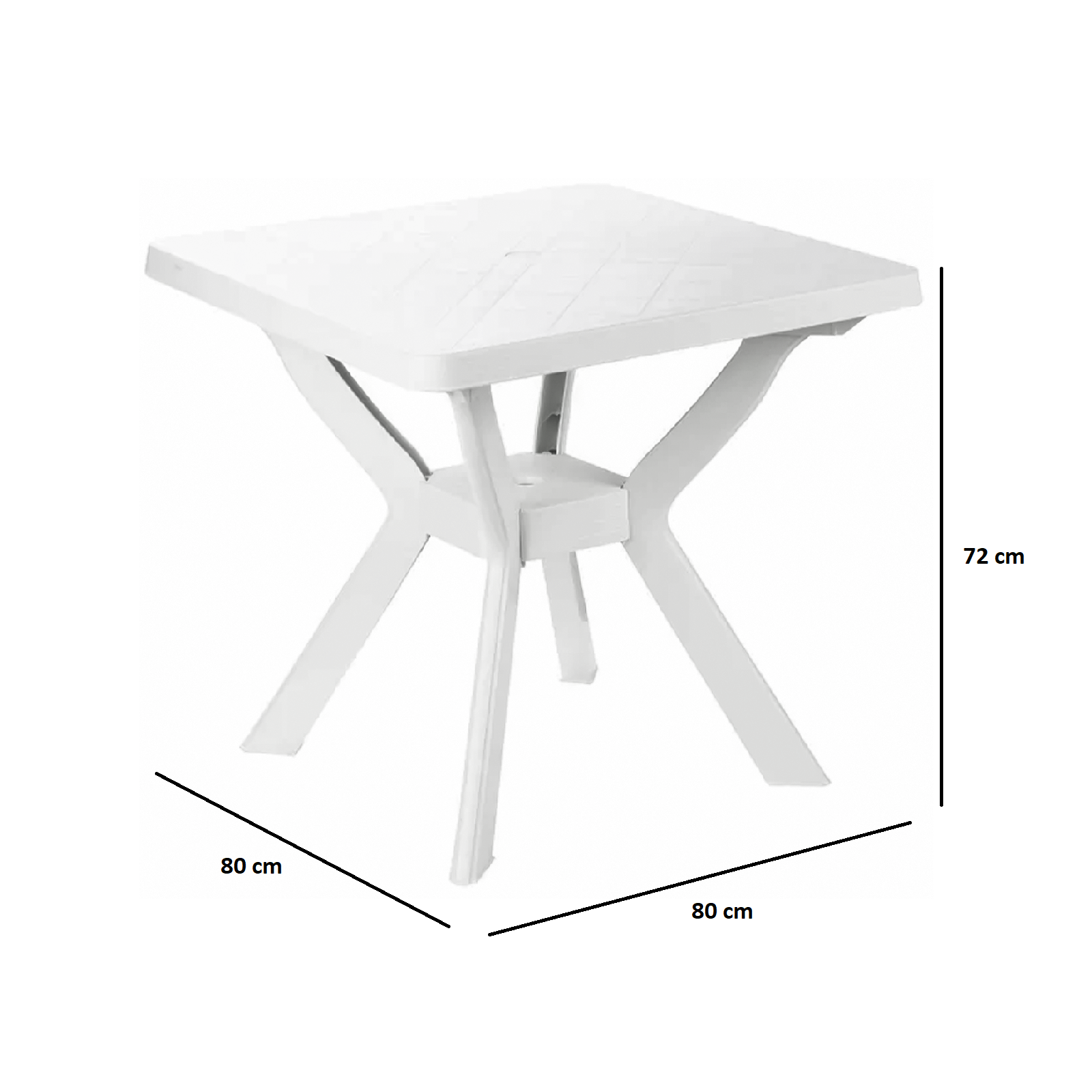 Tavolo quadrato da pranzo Nilo in resina bianca per giardino cm 80x80 72h