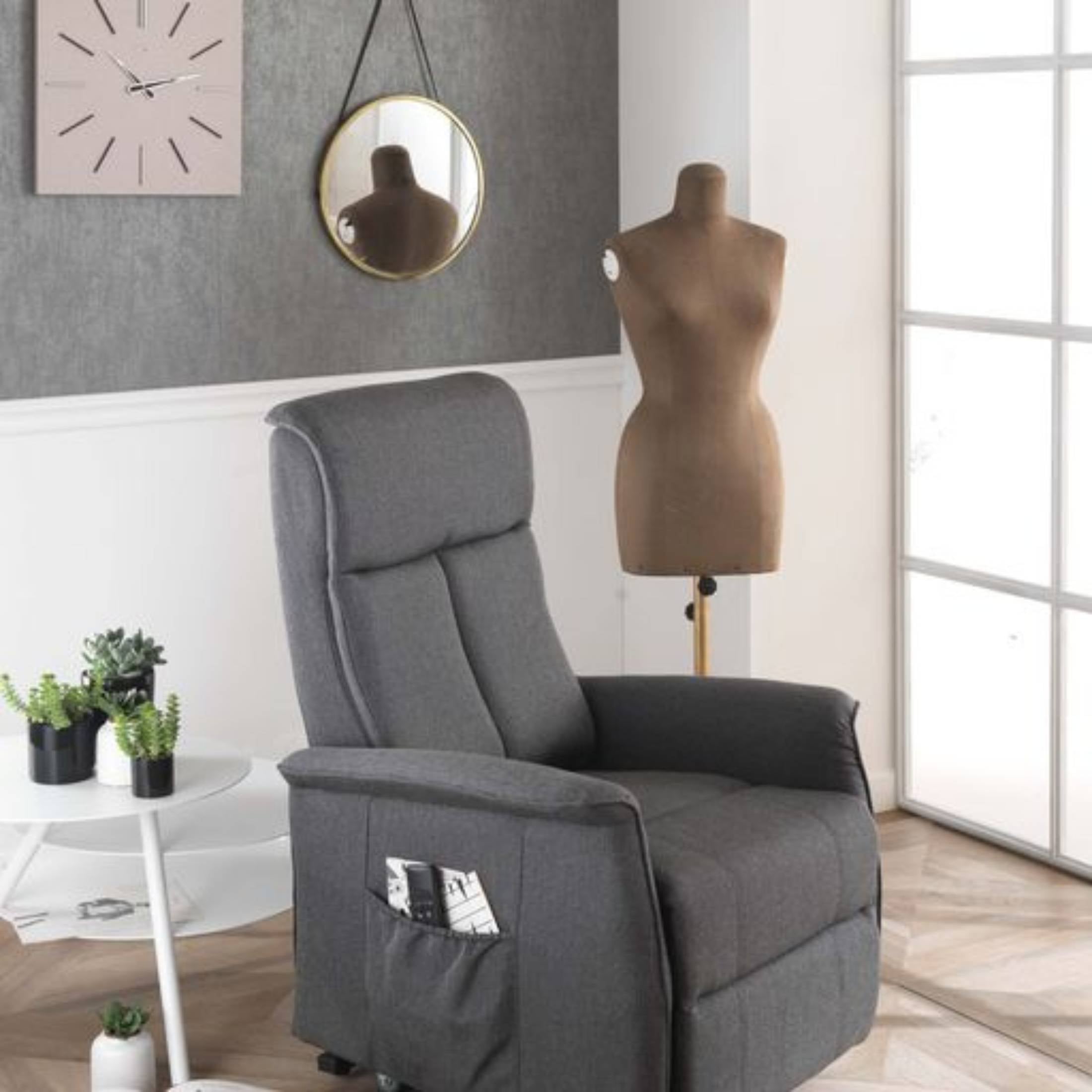 Fauteuil inclinable en microfibre "Morgana" fonction relevable 2 moteurs 82x75 cm 110h