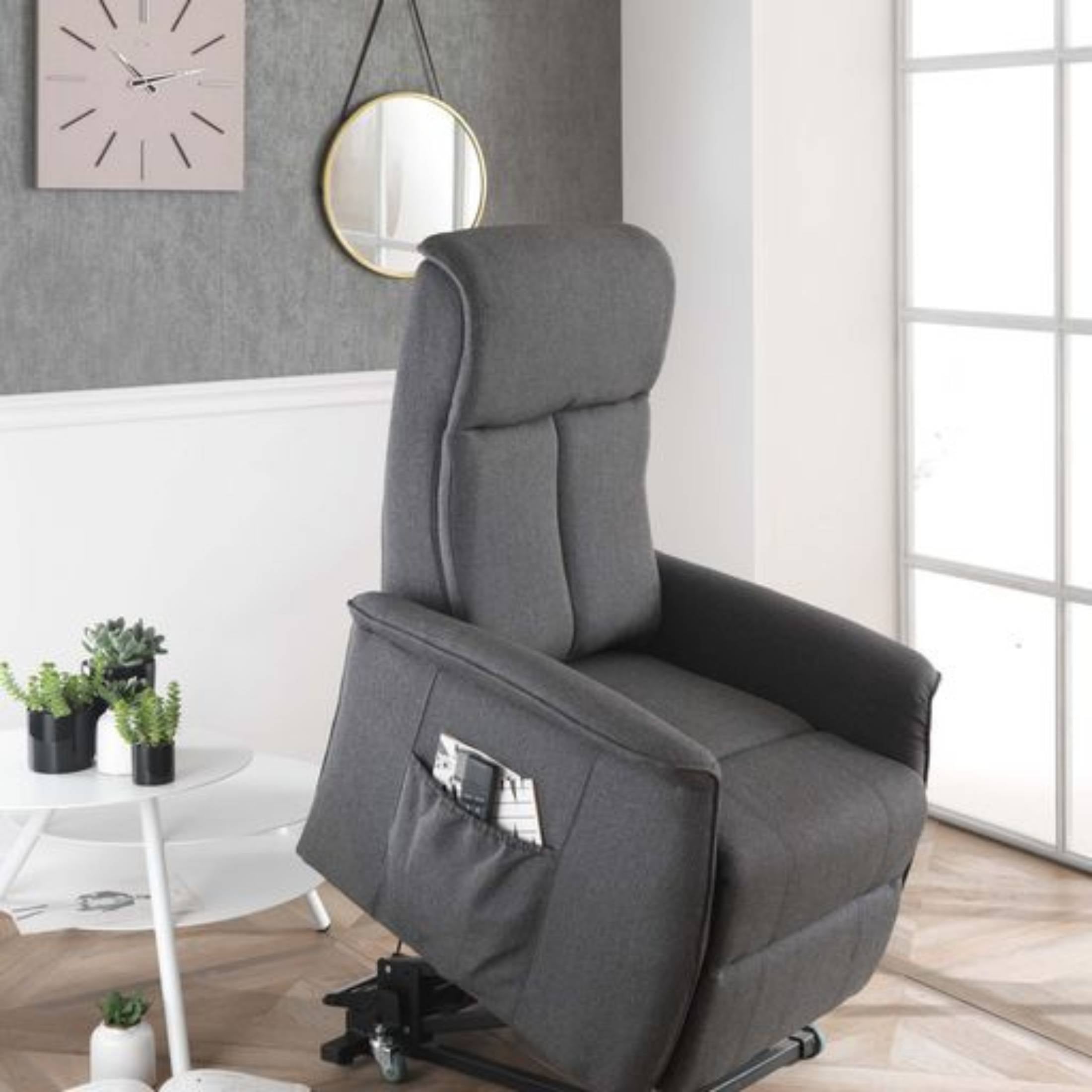 Fauteuil inclinable en microfibre "Morgana" fonction relevable 2 moteurs 82x75 cm 110h