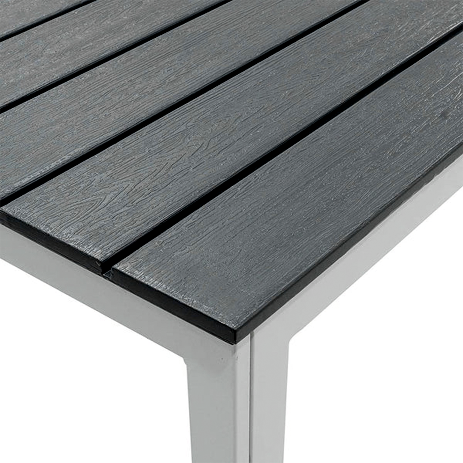 Tavolo da esterno in acciaio rettangolare con doghe effetto legno cm 156x78 h74