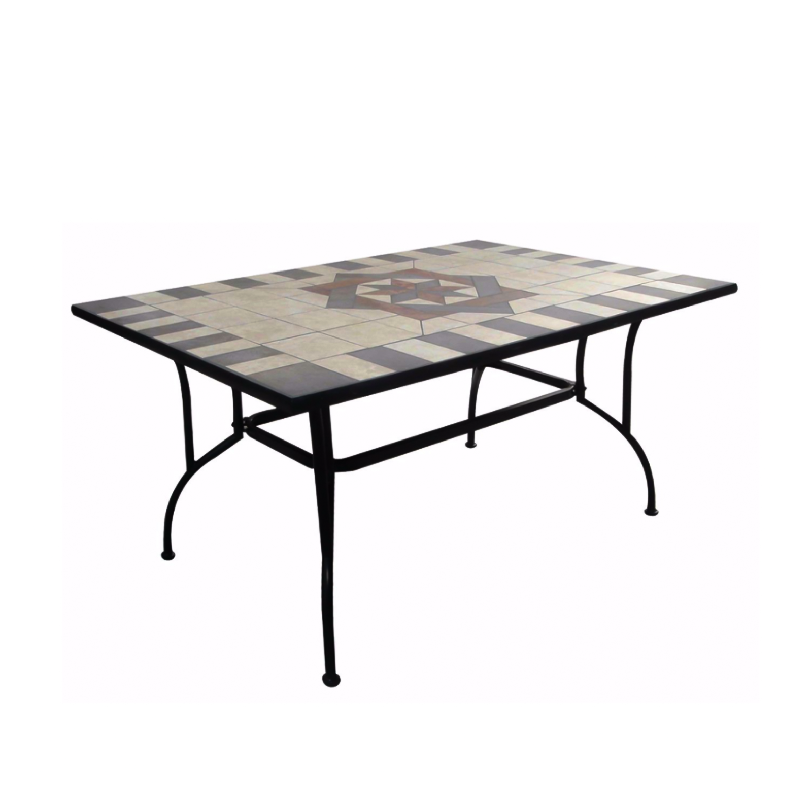 Tavolo da giardino in acciaio Artdecò Mosaico piano con ceramica cm 150x90 h72