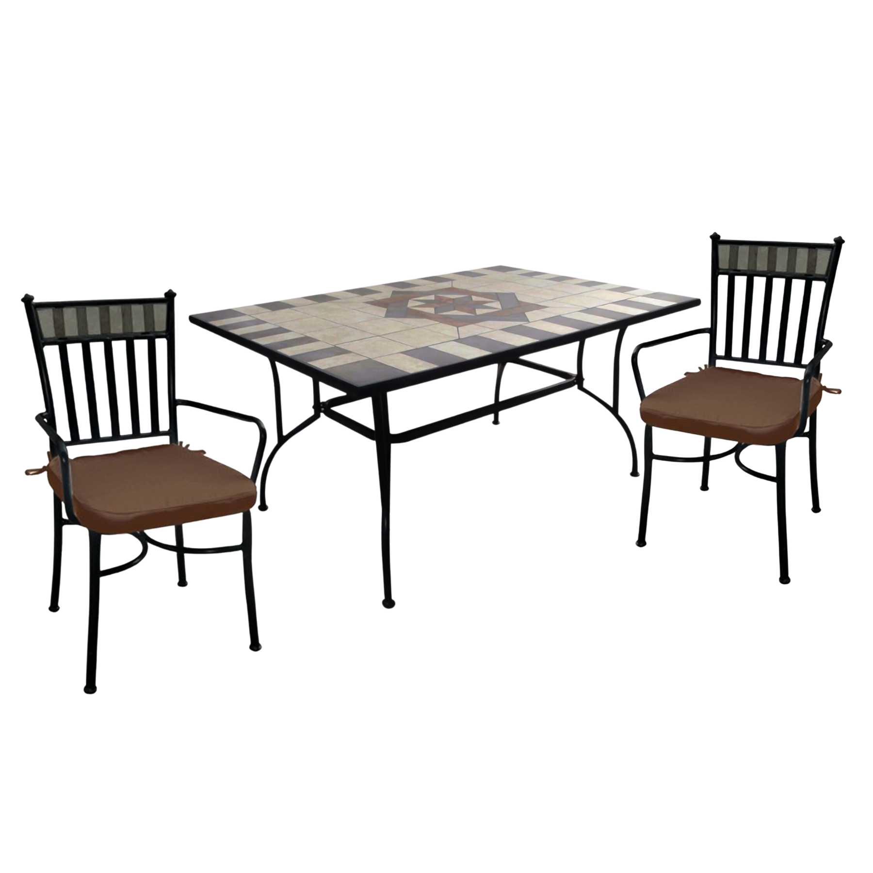 Set da pranzo completo di 2 sedie + tavolo Artdecò Mosaico in ceramica per giardino