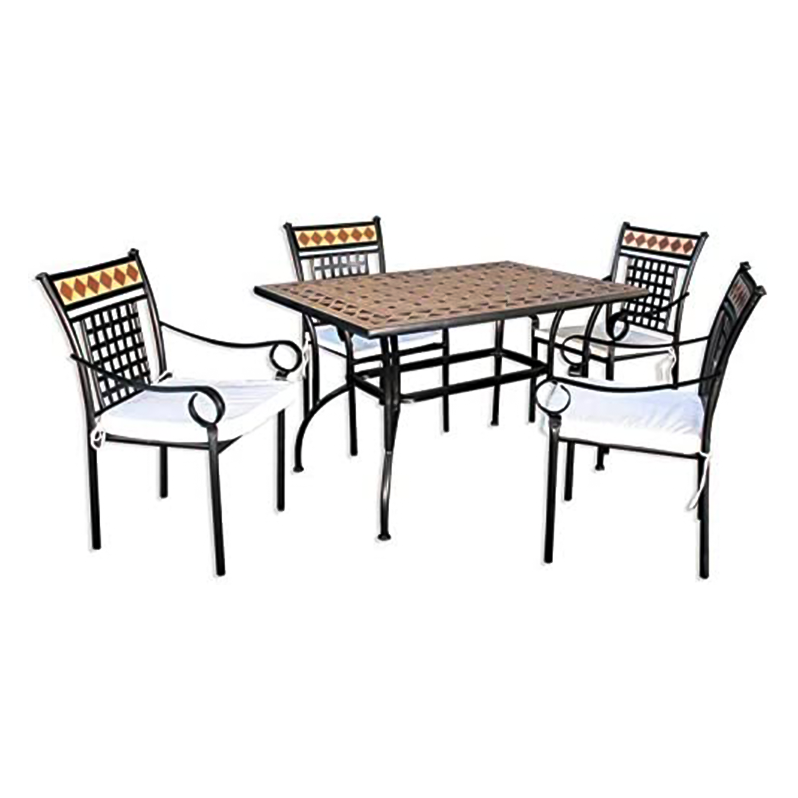 Tavolo da pranzo in acciaio Stilnovo con mosaico per giardino cm 120x80 h72