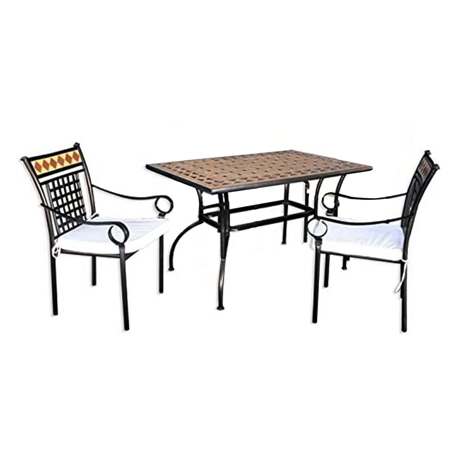 Set da pranzo completo di 2 sedie + tavolo Stilnovo in ceramica per giardino cm120x80 h72