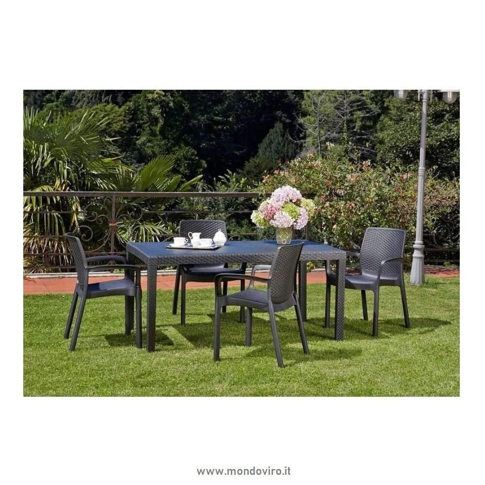 Tavolo in resina per giardino con trama intrecciata Urano cm140x80 72h