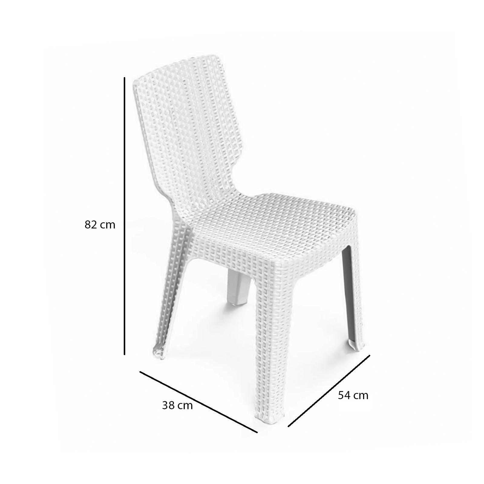 Sedia da pranzo bianca T-Chair in resina rattan per giardino