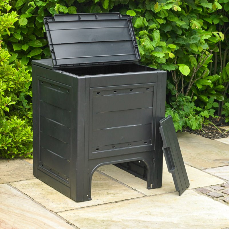 Compostiera a bidone da 260 litri ideale per giardini e uso esterno in plastica resistente