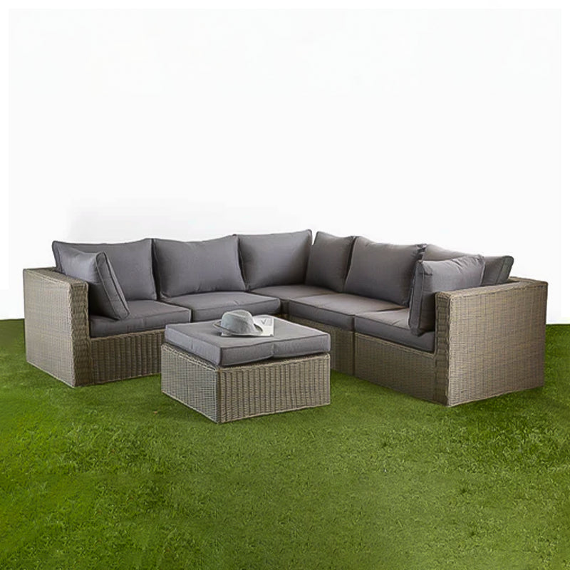 Salotto per esterno in polirattan Lounge completo di divano e tavolino per giardino e veranda