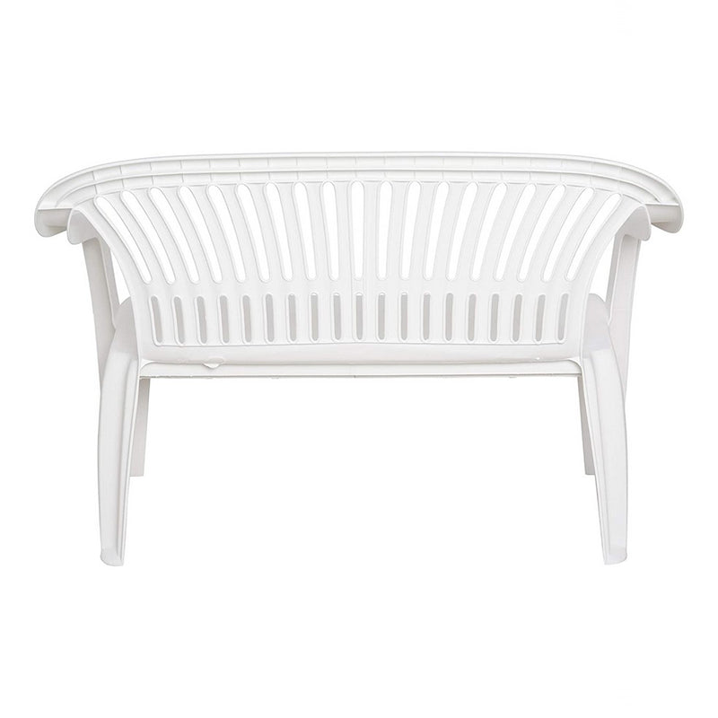 Panca da esterno in resina sedia impilabile divanetto con braccioli per giardino e veranda